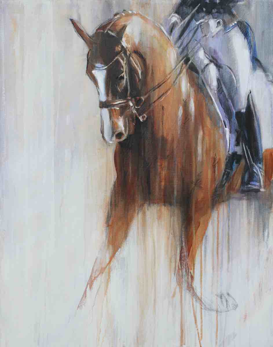Dressage horse painting original “Charlotte Dujardin on Gio”