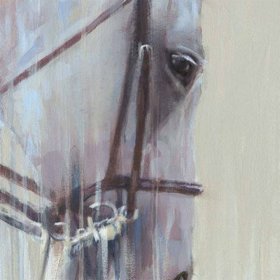 show horse large abstract canvas artwork of a white hunter