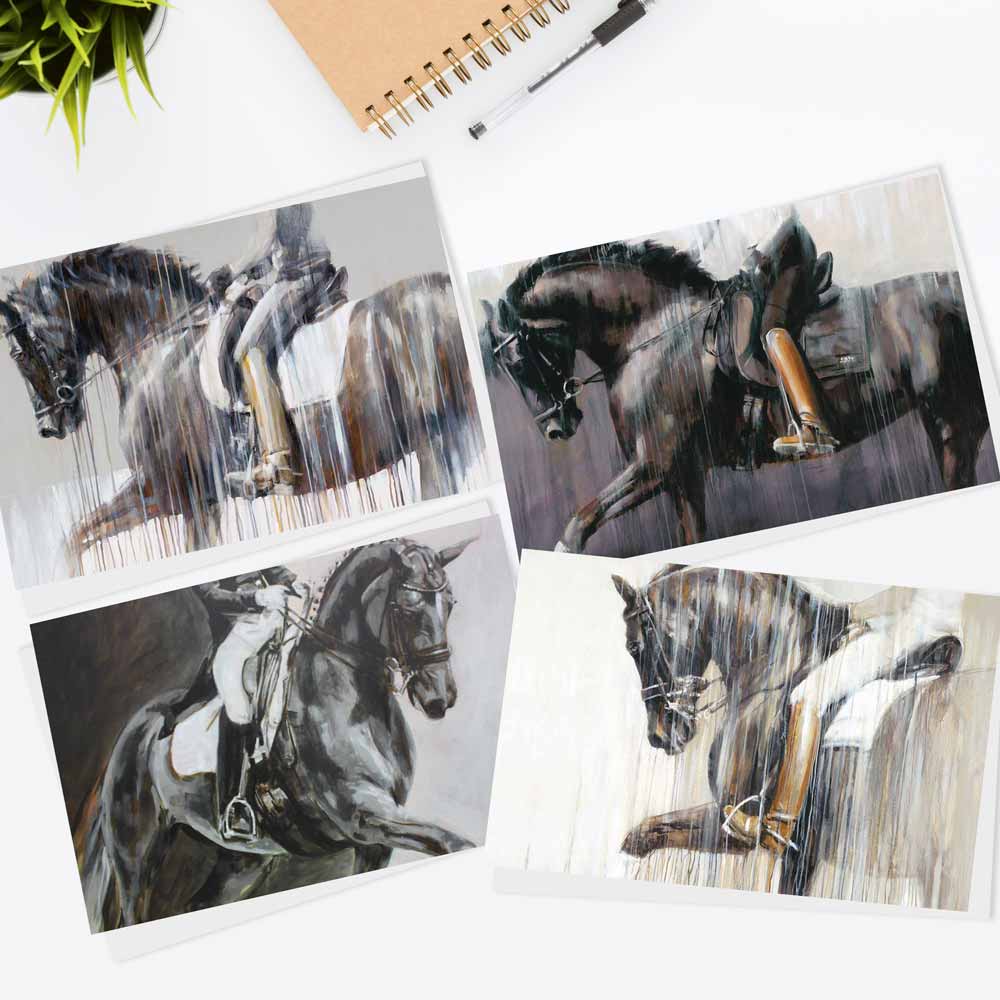 dressage art cards, gift cards, birthday cards for equestrians