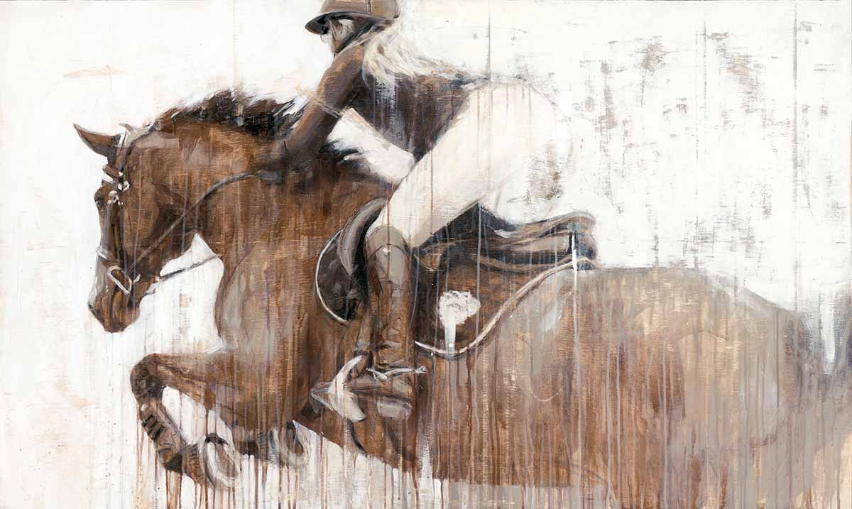 abstract horse jumping painting for equestrian aesthetic