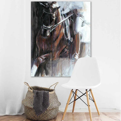 dressage horse print on large canvas in modern abstract style 
