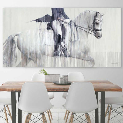 large contemporary canvas print of dressage horse with charlotte dujardin