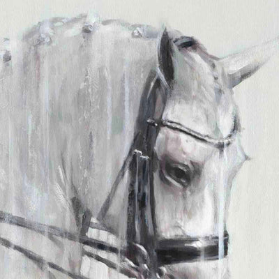 detail from large contemporary canvas horse print of charlotte dujardin