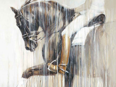 dressage horse print from acrylic horse painting neutral color