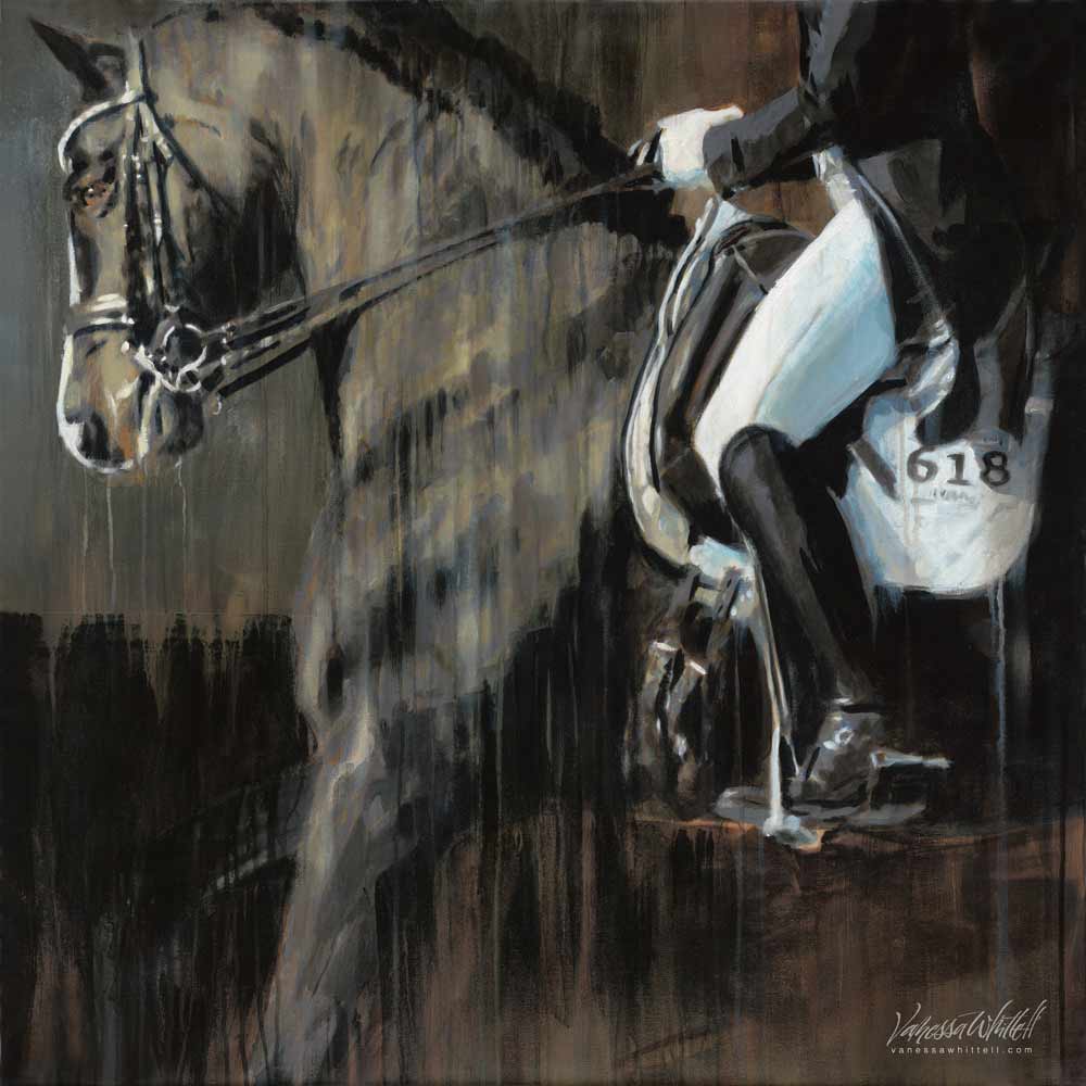 dressage horse print in modern abstract realism