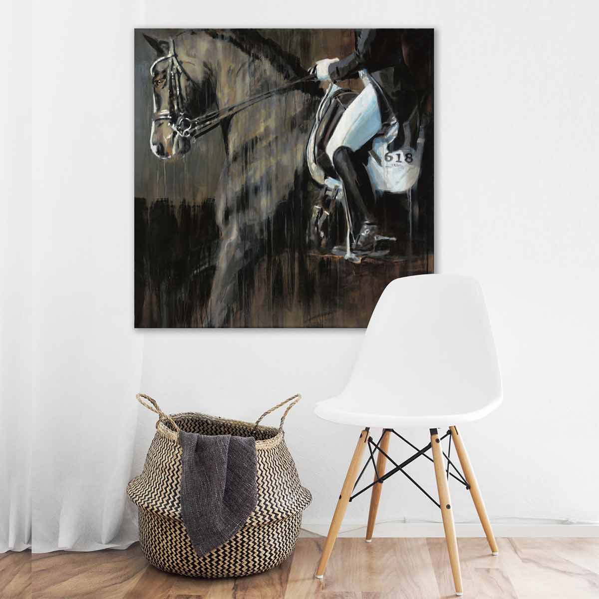 equestrian print of dressage horse in  abstract realism