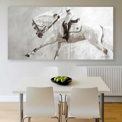 modern abstract horse print wall art white and black grey